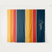 ヴィンテージインスパイアカラフルストライプデザインタペストリー タペストリー (正面(横))