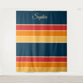 ヴィンテージインスパイアカラフルストライプデザインタペストリー タペストリー (正面)