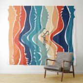 ヴィンテージインスパイアカラフルストライプデザインタペストリー タペストリー (インサイチュ(横))