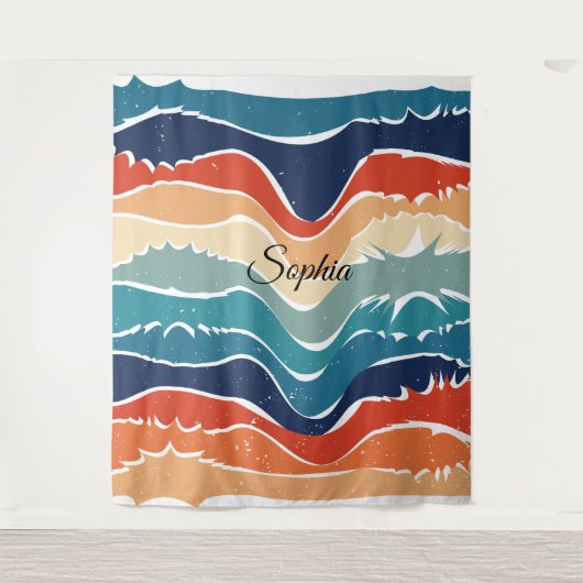 ヴィンテージインスパイアカラフルストライプデザインタペストリー タペストリー (正面)