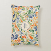 ヴィンテージインスパイアカラフルペイズリーリーフパターン(4) アクセントクッション (裏面(縦))