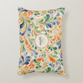 ヴィンテージインスパイアカラフルペイズリーリーフパターン(4) アクセントクッション (正面(垂直))