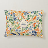 ヴィンテージインスパイアカラフルペイズリーリーフパターン(4) アクセントクッション (裏面)