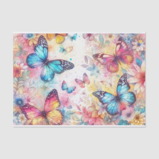 ヴィンテージインスパイアカラーフローラ蝶 薄葉紙 (正面)