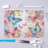 ヴィンテージインスパイアカラーフローラ蝶 薄葉紙 (クラフト)