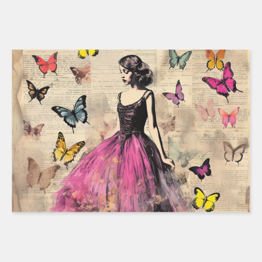 ヴィンテージインスパイアガール ラッピングペーパーシート (正面)