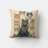 ヴィンテージインスパイアキャットファミリーポートレート クッション (正面)