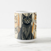 ヴィンテージインスパイアキャットファミリーポートレート コーヒーマグカップ (中央)