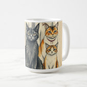 ヴィンテージインスパイアキャットファミリーポートレート コーヒーマグカップ (正面右)