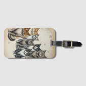 ヴィンテージインスパイアキャットファミリーポートレート ラゲッジタグ (正面横)