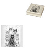 ヴィンテージインスパイアキャットファミリーポートレート ラバースタンプ (押印)