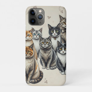 ヴィンテージインスパイアキャットファミリーポートレート iPhone 11 PROケース
