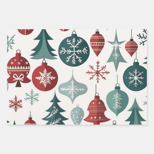 ヴィンテージインスパイアギフトラップ、懐かしいクリスマス ラッピングペーパーシート (正面2)