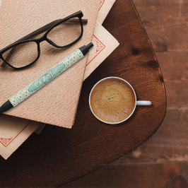 ヴィンテージインスパイアクリームフローラパーソナライズされたペン 黒ボールペン