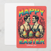 ヴィンテージインスパイアゲイカップルのアートワークイースターカード シーズンカード (正面/裏面)