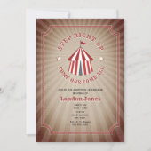 ヴィンテージインスパイアサーカステント誕生日 招待状 (正面)