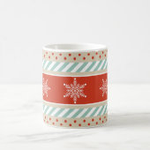 ヴィンテージインスパイアストライプの雪片パターン コーヒーマグカップ (中央)