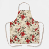 ヴィンテージインスパイアス・ポインセティアスパターン エプロン (正面)
