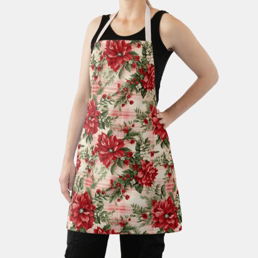 ヴィンテージインスパイアス・ポインセティアスパターン エプロン (インサイチュ)
