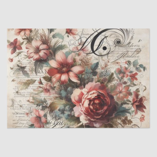 ヴィンテージインスパイアデカップフローラティッシュペーパー 薄葉紙 (正面)