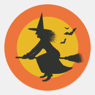ヴィンテージインスパイアハロウィーン魔女ステッカー ラウンドシール