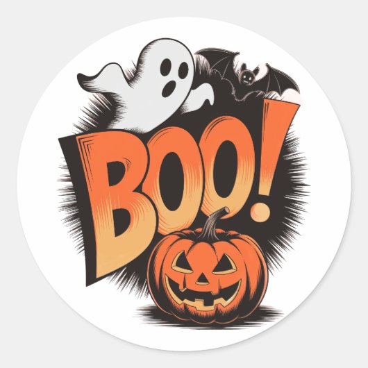 ヴィンテージインスパイアハロウィーン – "BOO!" ラウンドシール (正面)