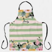 ヴィンテージインスパイアバラとグリーンストライプ エプロン (正面)
