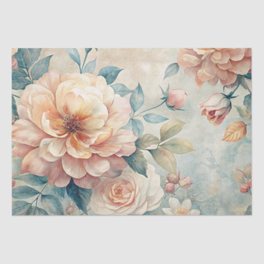 ヴィンテージインスパイアパステルピーチウォーターカラーデクページ 薄葉紙 (正面)