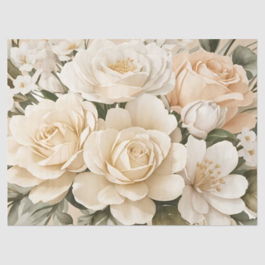 ヴィンテージインスパイアパステルベージュフローラデクページ 薄葉紙 (正面)