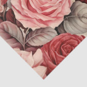 ヴィンテージインスパイアピンクと赤のバラ蝶 薄葉紙 (詳細)