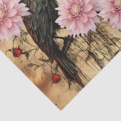 ヴィンテージインスパイアピンクの花とラヴェンス 薄葉紙 (詳細)