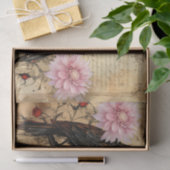 ヴィンテージインスパイアピンクの花とラヴェンス 薄葉紙 (ギフト)