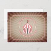 ヴィンテージインスパイアピンクサーカステント誕生日 インビテーションポストカード (正面/裏面)