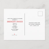 ヴィンテージインスパイアピンクサーカステント誕生日 インビテーションポストカード (裏面)