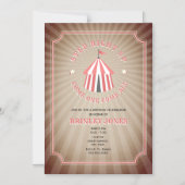 ヴィンテージインスパイアピンクサーカステント誕生日 マグネット招待状 (正面)