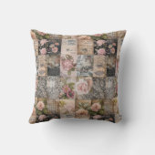 ヴィンテージインスパイアピンクフローラグランジキルトパターン クッション (裏面)