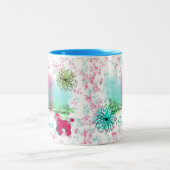 ヴィンテージインスパイアピンクプードルズパリテーマ ツートーンマグカップ (中央)