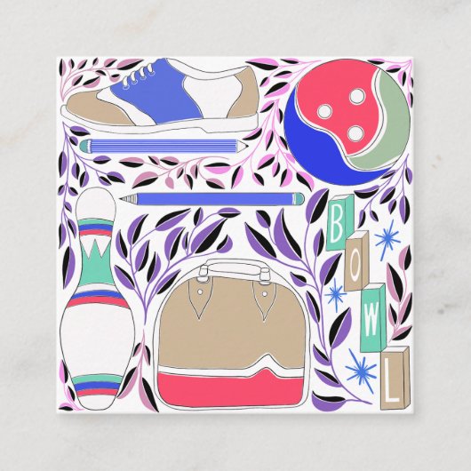 ヴィンテージインスパイアフォークアートボーリングピンとバッグ エンクロージャーカード (正面)