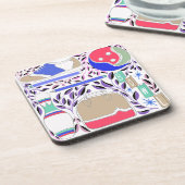 ヴィンテージインスパイアフォークアートボーリングピンとバッグ コースター (左側)