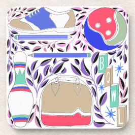 ヴィンテージインスパイアフォークアートボーリングピンとバッグ コースター