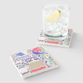 ヴィンテージインスパイアフォークアートボーリングピンとバッグ ストーンコースター (横)