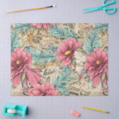 ヴィンテージインスパイアフローラ切り離しティッシュペーパー 薄葉紙 (クラフト)