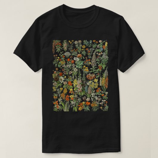 ヴィンテージインスパイアフローラ植物図 Tシャツ (デザイン正面)