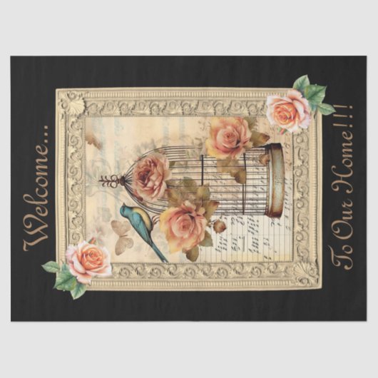 ヴィンテージインスパイアフローラ鳥ケージの切り離し 薄葉紙 (正面)