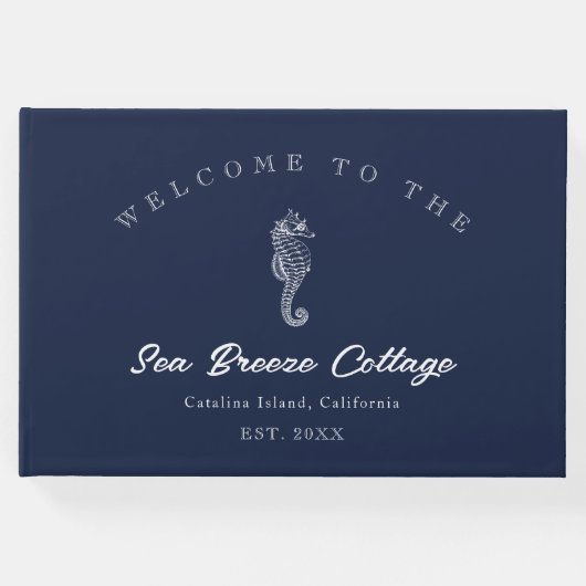 ヴィンテージインスパイアブルーとホワイトシーホース ゲストブック (正面)