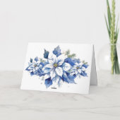 ヴィンテージインスパイアブルークリスマスポインセチア シーズンカード (裏面)