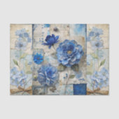 ヴィンテージインスパイアブルーフローラコラージュスクラップブック 薄葉紙 (正面)