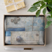 ヴィンテージインスパイアブルーフローラコラージュデカップージ 薄葉紙 (ギフト)