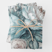 ヴィンテージインスパイアブルーフローラシャビーシック ラッピングペーパーシート (インサイチュ)