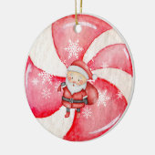ヴィンテージインスパイアペパーミントサンタ セラミックオーナメント (左)